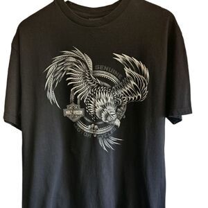 HARLEY Davidson Black Biker Built Eagle T-Shirt